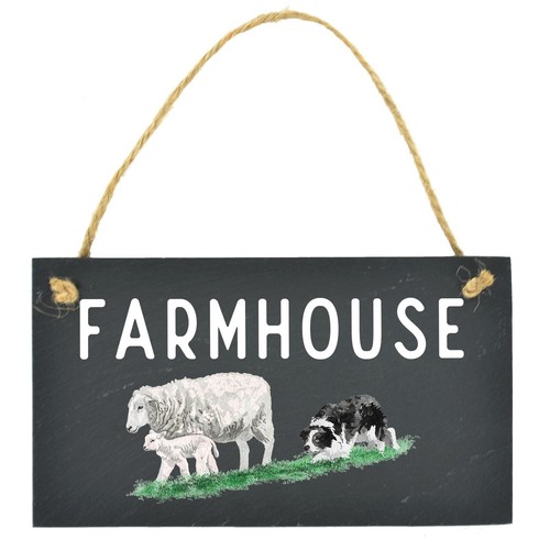 Farmhouse collie herding sheep - farmhouse,