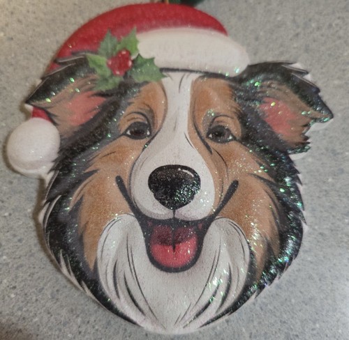 Collie head christmas ornament - christmas,