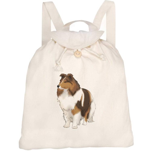 Rough collie canvas rucksack - collie',