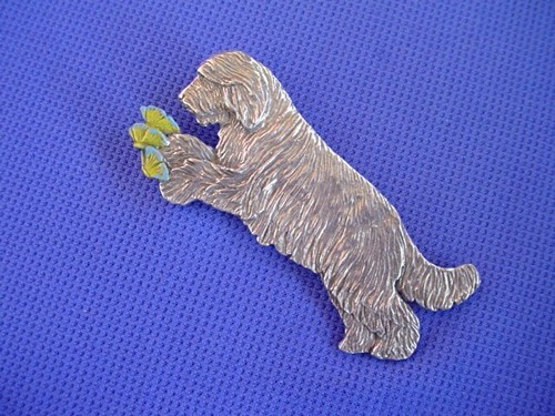 Bearded collie pin butterflies - bearded,